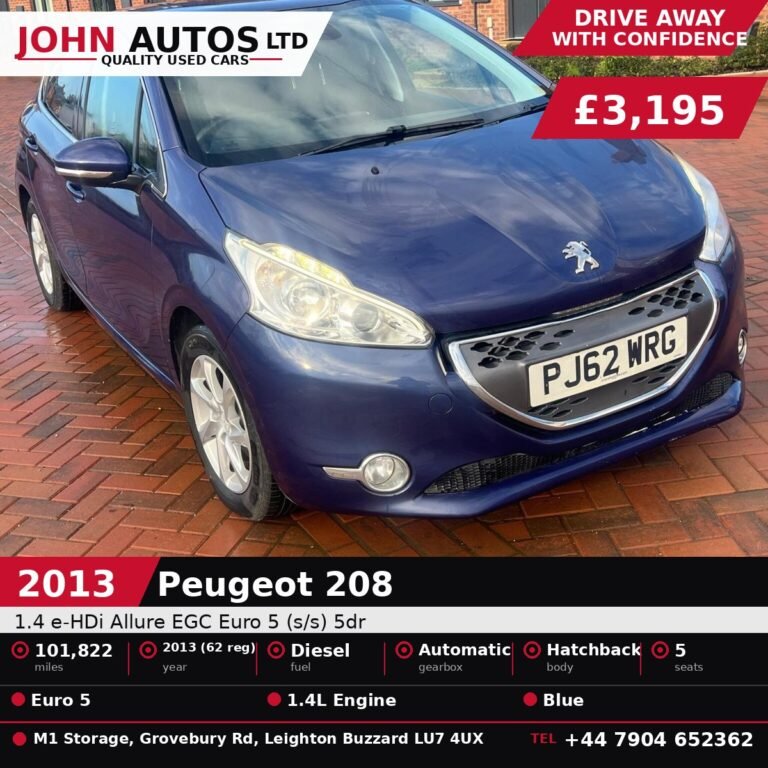 Peugeot 208 for sale in Leighton Buzzard - 2013 Peugeot 208 1.4 e-HDi Allure EGC Euro 5 (s/s) 5dr at John Autos Ltd