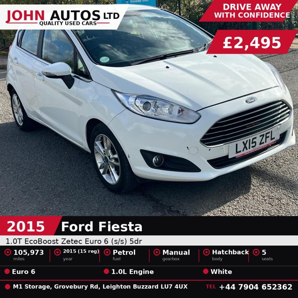 Ford Fiesta for sale in Leighton Buzzard - 2015 Ford Fiesta 1.0T EcoBoost Zetec Euro 6 (s/s) 5dr at John Autos Ltd