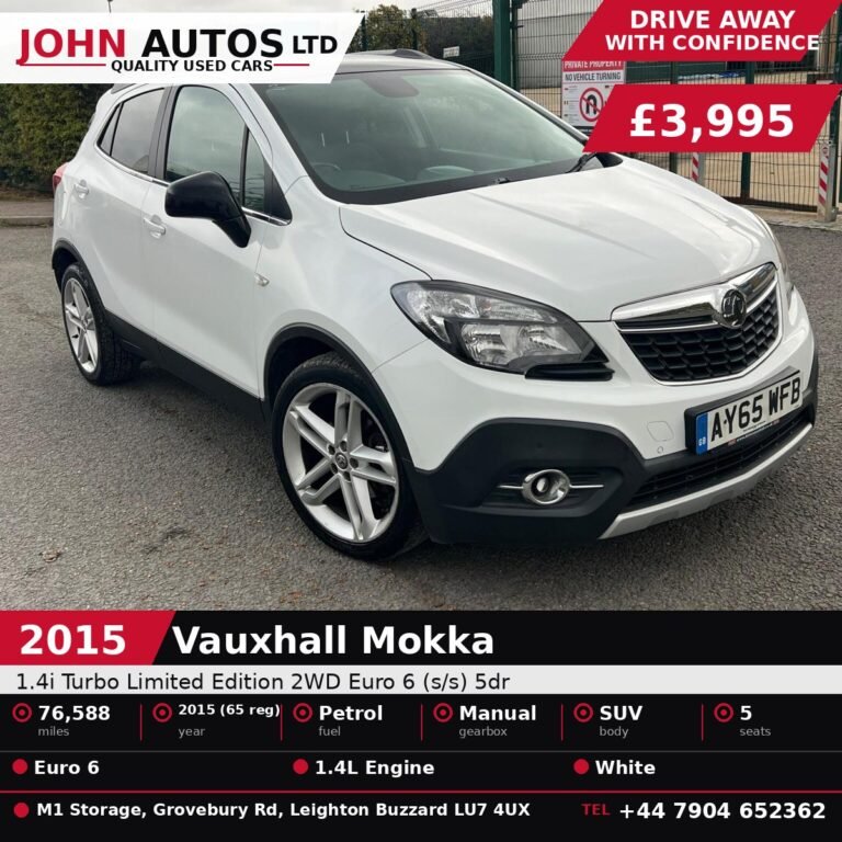Vauxhall Mokka for sale in Leighton Buzzard - 2015 Vauxhall Mokka 1.4i Turbo Limited Edition 2WD Euro 6 (s/s) 5dr at John Autos Ltd