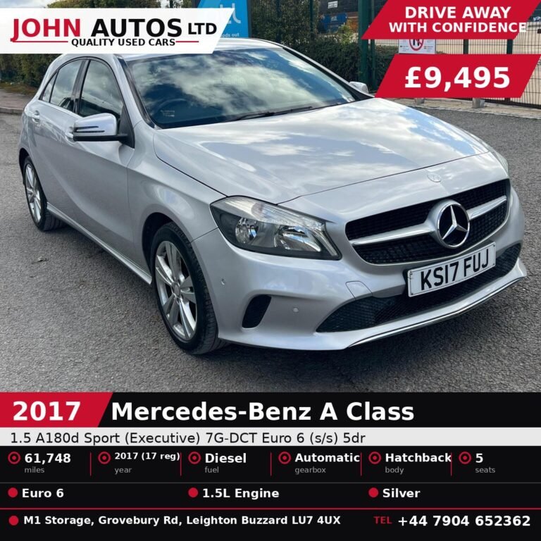 Mercedes A180d for sale in Leighton Buzzard - 2017 Mercedes-Benz A Class 1.5 A180d Sport (Executive) 7G-DCT Euro 6 (s/s) 5dr at John Autos Ltd